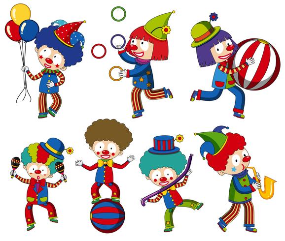 a set of circus clown vector